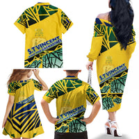 Forever Saint Vincent and the Grenadines Family Matching Off The Shoulder Long Sleeve Dress and Hawaiian Shirt Peace and Justice - Wonder Print Shop