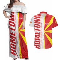 Hometown Macedonia Couples Matching Off Shoulder Maxi Dress and Hawaiian Shirt Flag and Map - Wonder Print Shop