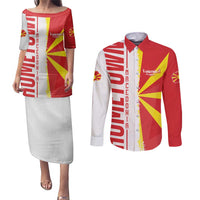 Hometown Macedonia Couples Matching Puletasi and Long Sleeve Button Shirt Flag and Map - Wonder Print Shop