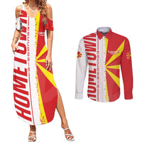 Hometown Macedonia Couples Matching Summer Maxi Dress and Long Sleeve Button Shirt Flag and Map - Wonder Print Shop