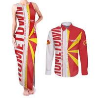 Hometown Macedonia Couples Matching Tank Maxi Dress and Long Sleeve Button Shirt Flag and Map - Wonder Print Shop