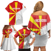 Hometown Macedonia Family Matching Off Shoulder Short Dress and Hawaiian Shirt Flag and Map - Wonder Print Shop