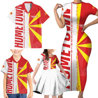 Hometown Macedonia Family Matching Short Sleeve Bodycon Dress and Hawaiian Shirt Flag and Map - Wonder Print Shop