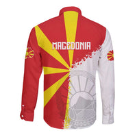 Hometown Macedonia Long Sleeve Button Shirt Flag and Map - Wonder Print Shop