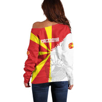 Hometown Macedonia Off Shoulder Sweater Flag and Map - Wonder Print Shop