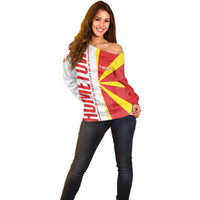 Hometown Macedonia Off Shoulder Sweater Flag and Map - Wonder Print Shop