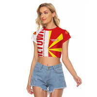 Hometown Macedonia Raglan Cropped T Shirt Flag and Map - Wonder Print Shop