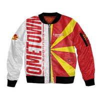 Hometown Macedonia Sleeve Zip Bomber Jacket Flag and Map - Wonder Print Shop
