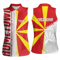 Hometown Macedonia Women Sleeveless Polo Shirt Flag and Map - Wonder Print Shop