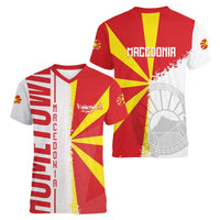 Hometown Macedonia Women V-Neck T-Shirt Flag and Map - Wonder Print Shop