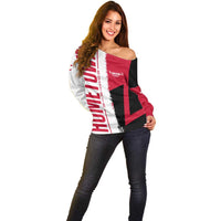 Hometown Cuba Off Shoulder Sweater Flag and Map - Wonder Print Shop