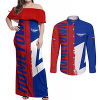Hometown Czechia Couples Matching Off Shoulder Maxi Dress and Long Sleeve Button Shirt Flag and Map - Wonder Print Shop