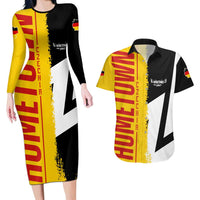 Hometown Germany Couples Matching Long Sleeve Bodycon Dress and Hawaiian Shirt Flag and Map - Wonder Print Shop