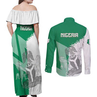 Hometown Nigeria Couples Matching Off Shoulder Maxi Dress and Long Sleeve Button Shirt Flag and Map - Wonder Print Shop