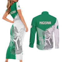 Hometown Nigeria Couples Matching Short Sleeve Bodycon Dress and Long Sleeve Button Shirt Flag and Map - Wonder Print Shop