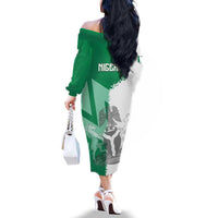 Hometown Nigeria Family Matching Off The Shoulder Long Sleeve Dress and Hawaiian Shirt Flag and Map - Wonder Print Shop