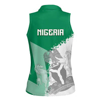 Hometown Nigeria Women Sleeveless Polo Shirt Flag and Map - Wonder Print Shop