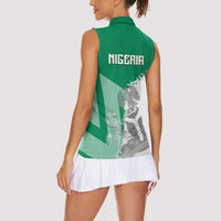Hometown Nigeria Women Sleeveless Polo Shirt Flag and Map - Wonder Print Shop