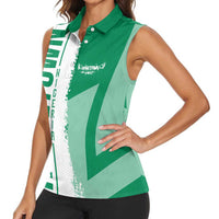 Hometown Nigeria Women Sleeveless Polo Shirt Flag and Map - Wonder Print Shop