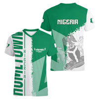 Hometown Nigeria Women V-Neck T-Shirt Flag and Map - Wonder Print Shop
