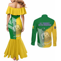Hometown Saint Vincent and the Grenadines Couples Matching Mermaid Dress and Long Sleeve Button Shirt Flag and Map