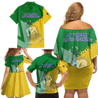 Hometown Saint Vincent and the Grenadines Family Matching Off Shoulder Short Dress and Hawaiian Shirt Flag and Map - Wonder Print Shop