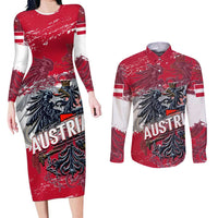 Personalized Coat Of Arms Austria Couples Matching Long Sleeve Bodycon Dress and Long Sleeve Button Shirt Grunge Style - Wonder Print Shop