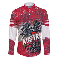 Personalized Coat Of Arms Austria Family Matching Off The Shoulder Long Sleeve Dress and Hawaiian Shirt Grunge Style - Wonder Print Shop