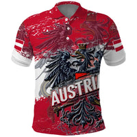 Personalized Coat Of Arms Austria Polo Shirt Grunge Style - Wonder Print Shop