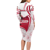 Personalized Austria In My Heart Long Sleeve Bodycon Dress Osterreich Map Flag - Wonder Print Shop