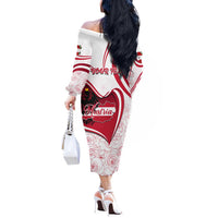 Personalized Austria In My Heart Off The Shoulder Long Sleeve Dress Osterreich Map Flag - Wonder Print Shop