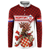 Personalized Croatia Button Sweatshirt Vintage Coat Of Arms - Wonder Print Shop