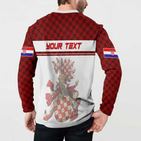 Personalized Croatia Button Sweatshirt Vintage Coat Of Arms - Wonder Print Shop