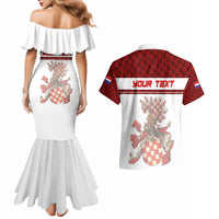 Personalized Croatia Couples Matching Mermaid Dress and Hawaiian Shirt Vintage Coat Of Arms - Wonder Print Shop
