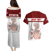 Personalized Croatia Couples Matching Puletasi and Hawaiian Shirt Vintage Coat Of Arms - Wonder Print Shop
