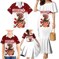 Personalized Croatia Family Matching Mermaid Dress and Hawaiian Shirt Vintage Coat Of Arms - Wonder Print Shop