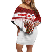 Personalized Croatia Family Matching Off Shoulder Short Dress and Hawaiian Shirt Vintage Coat Of Arms - Wonder Print Shop