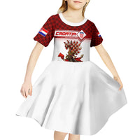 Personalized Croatia Kid Short Sleeve Dress Vintage Coat Of Arms - Wonder Print Shop
