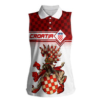 Personalized Croatia Women Sleeveless Polo Shirt Vintage Coat Of Arms - Wonder Print Shop