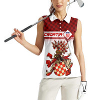 Personalized Croatia Women Sleeveless Polo Shirt Vintage Coat Of Arms - Wonder Print Shop