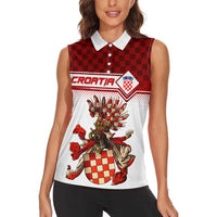 Personalized Croatia Women Sleeveless Polo Shirt Vintage Coat Of Arms - Wonder Print Shop
