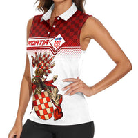 Personalized Croatia Women Sleeveless Polo Shirt Vintage Coat Of Arms - Wonder Print Shop