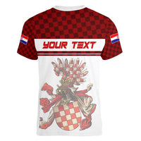 Personalized Croatia Women V-Neck T-Shirt Vintage Coat Of Arms - Wonder Print Shop