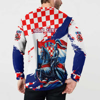 Personalized Croatian Knights Button Sweatshirt Hrvatska Coat Of Arms - Wonder Print Shop