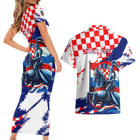 Personalized Croatian Knights Couples Matching Short Sleeve Bodycon Dress and Hawaiian Shirt Hrvatska Coat Of Arms - Wonder Print Shop