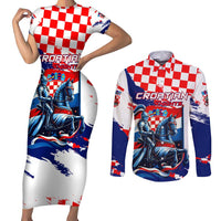 Personalized Croatian Knights Couples Matching Short Sleeve Bodycon Dress and Long Sleeve Button Shirt Hrvatska Coat Of Arms - Wonder Print Shop