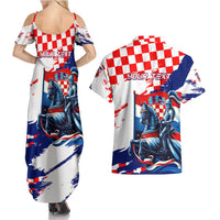 Personalized Croatian Knights Couples Matching Summer Maxi Dress and Hawaiian Shirt Hrvatska Coat Of Arms - Wonder Print Shop