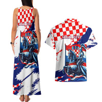 Personalized Croatian Knights Couples Matching Tank Maxi Dress and Hawaiian Shirt Hrvatska Coat Of Arms - Wonder Print Shop