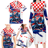 Personalized Croatian Knights Family Matching Long Sleeve Bodycon Dress and Hawaiian Shirt Hrvatska Coat Of Arms - Wonder Print Shop