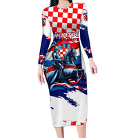 Personalized Croatian Knights Family Matching Long Sleeve Bodycon Dress and Hawaiian Shirt Hrvatska Coat Of Arms - Wonder Print Shop